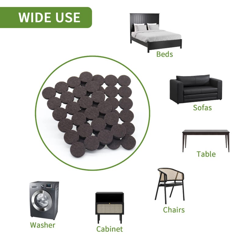 COVERCORNER Felt Furniture Pads for Hardwood Floors 48 PCS  Furniture Pads  Floor Protectors for Hardwood Floors  Felt Pads for Furniture  Round  Dark Brown - Image 4